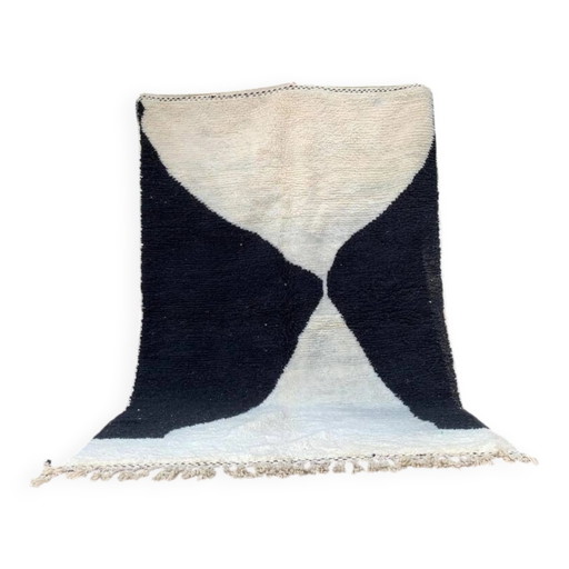 Handgefertigter marokkanischer Teppich weiß-schwarz 200cm x 300cm