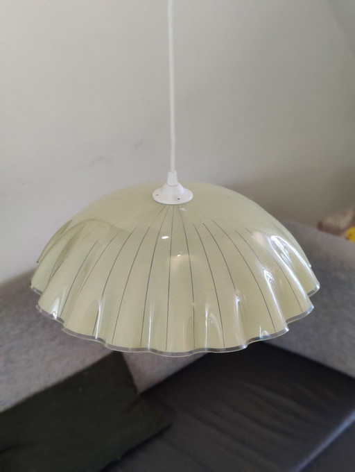 Gelbe Glas-Pendelleuchte aus den 1950er Jahren, neue Elektrik