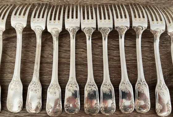 Image 1 of 37-delige verzilverde bestekset van Emile Bergeron, voorzien van keurmerk.