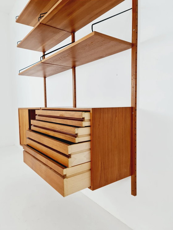 Image 1 of Mid Century 1960S Teak wandmeubel van Poul Cadovius voor Cado