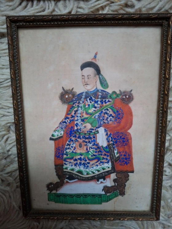 Image 1 of 4 belles peintures anciennes sur papier de riz, Canton, 1840