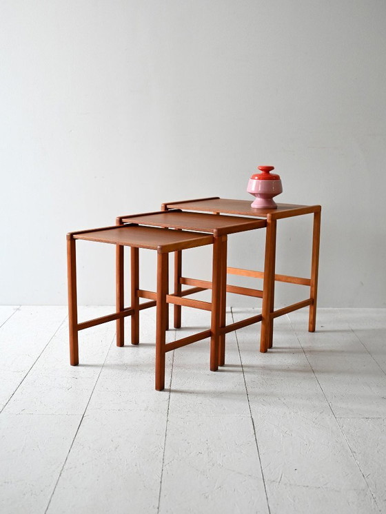 Image 1 of Set of 3 Vintage Scandinavian Teak Nesting Tables