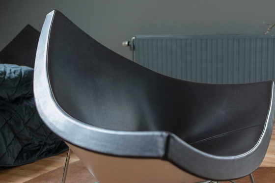 Image 1 of 2x Vitra Coconut Chairs – Leder Premium Nero – Design George Nelson