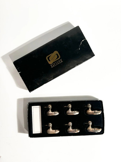 Set of 6 Metal Place Card Holders / Knife Rests by Saviato, 90s