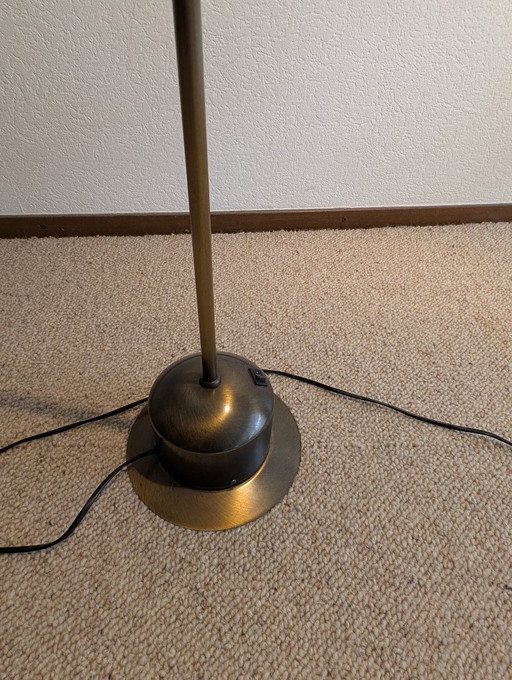 Lampadaire de lecture, abat-jour rond, Steinhauer, patine bronze