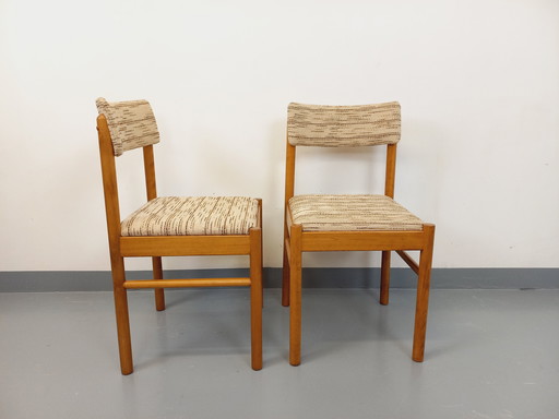 Paire de Chaises Vintage Baumann en Bois et Tissu des Années 70