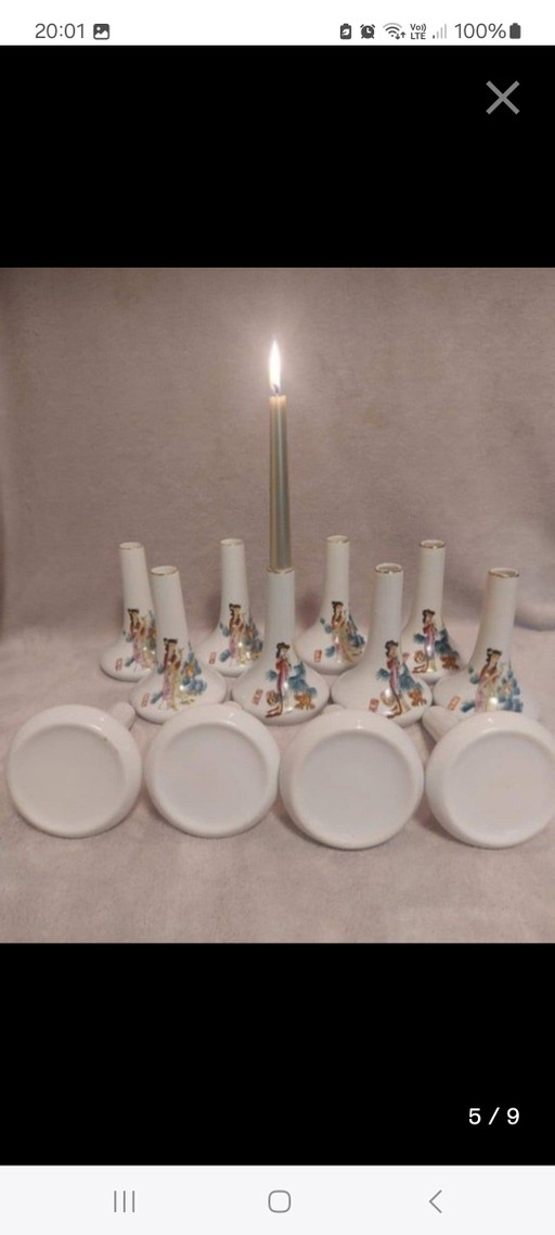 25 Chinese Minivaasjes Of Minikandelaar – vazen, Porcelain (photo 2 of 8)