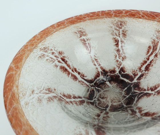 Image 1 of Ciotola in vetro Art Deco Ikora di WMF Karl Wiedmann, anni &#39;30, arancione e rosso scuro