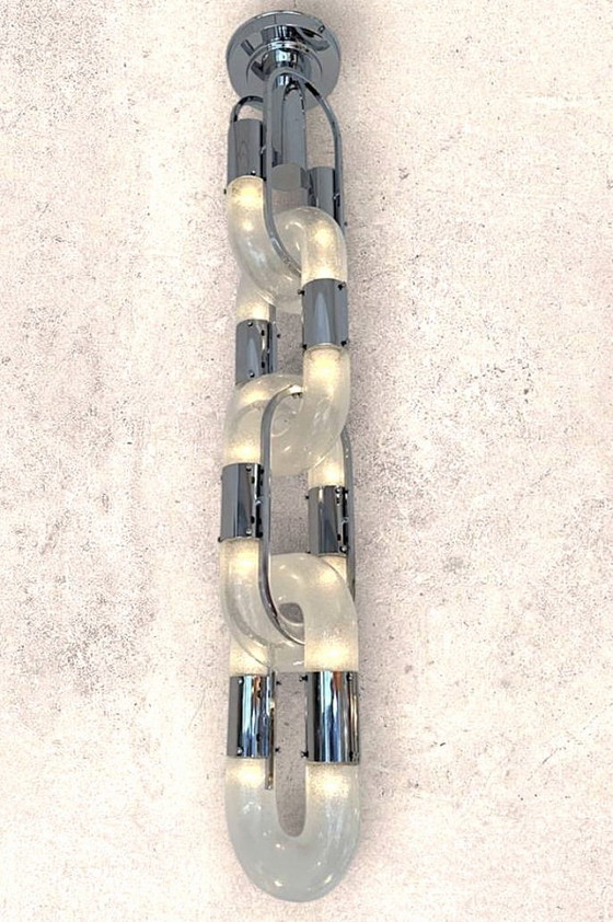 Image 1 of Chandelier Chain Murano Glass Metal by Aldo Nason for Mazzega