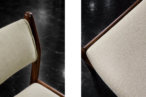 Image 1 of Chaises danoises vintage en teck et tissu beige, style moderne du milieu du siècle, années 1960, lot de 4