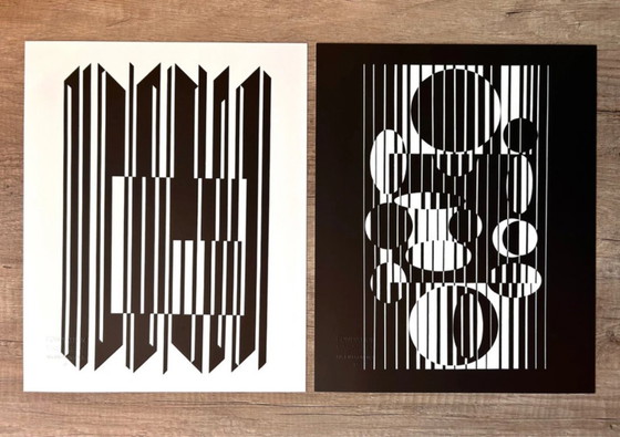 Set 6 Op Art Prints by Victor Vasarely - "Linéaires" (Éditions du Griffon,1973), Lithographs & prints, Paper (photo 13 of 20)