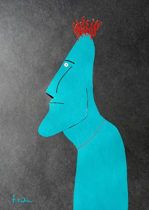 Acrylique et Encre de Chine sur papier noir .  Format 30x21cm. 
