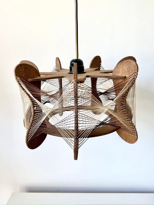 Vintage Scandinavian wood and wire suspension - 60s/70s