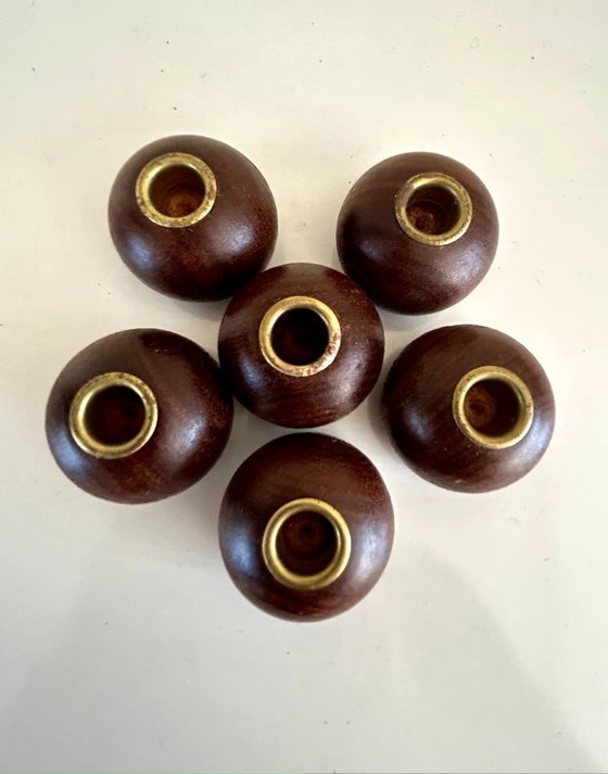 Image 1 of Set van 6 vinage kandelaars '60/'70