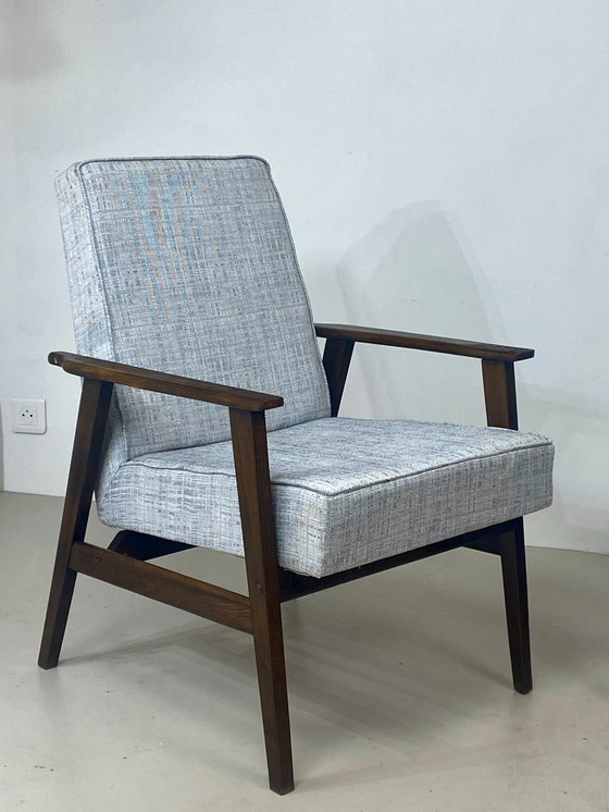 Image 1 of Zwei Henryk Lis 300-190 Sessel, 1970er Jahre, melierter graublauer Stoff. Ref.: Patty