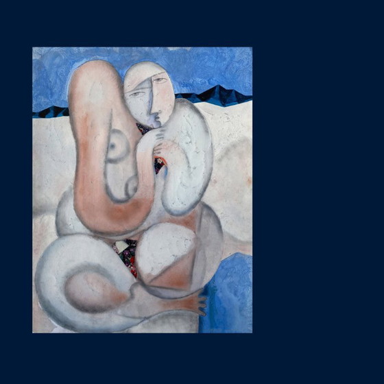 Image 1 of Expressionistisch en erotisch schilderij van N. Boéri Véfour. Frankrijk, jaren 2000.