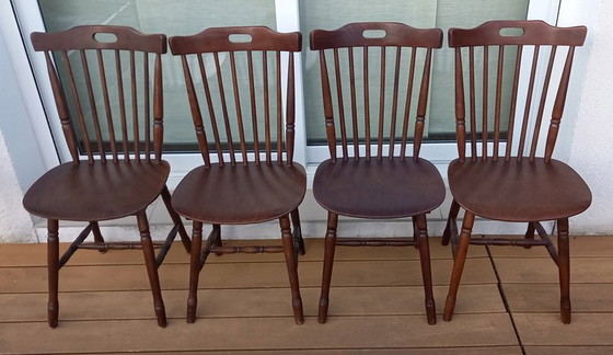 Image 1 of 4x Chaises Bistrot Western Vintage