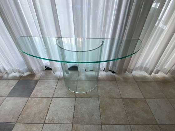 Image 1 of halfronde glazen consoletafel Italiaans Design