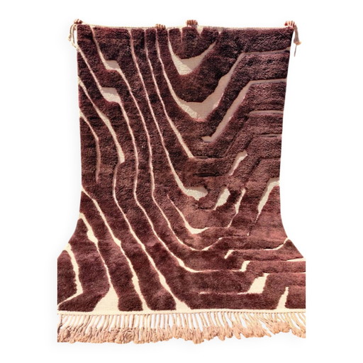 Mrirt vloerkleed 300x200 cm – Dikke premium wol, abstract chocoladepatroon
