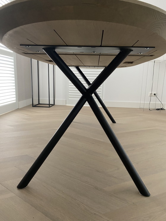 Image 1 of Oval dining table brushed oak with a 10 mm bevel