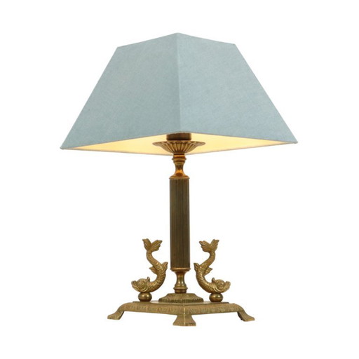 Brass Table Lamp Mythical Dolphins