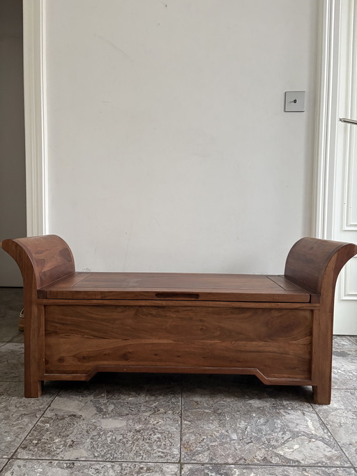Banc de rangement en bois de sheesham massif (2 places)