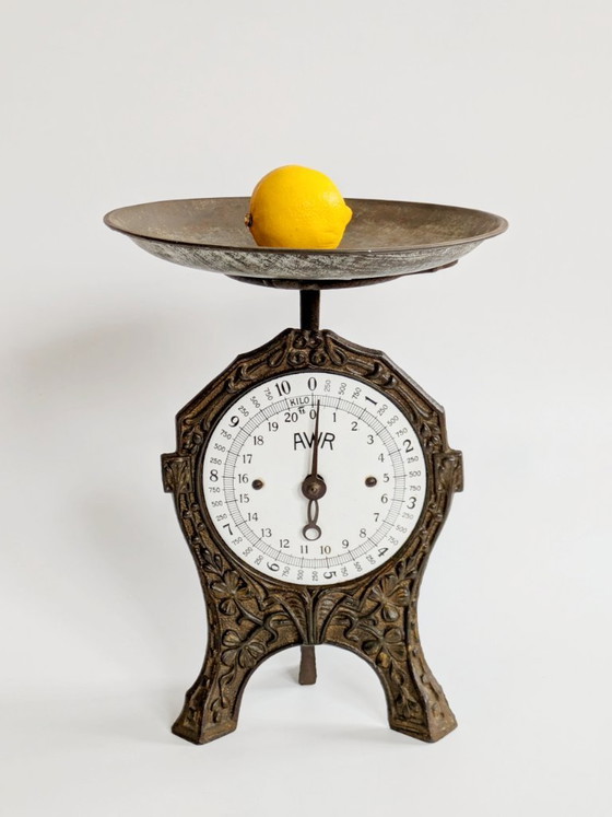 Image 1 of Bilancia da cucina vintage AWR in ghisa, stile Art Nouveau tedesco, decorativa, stile country.