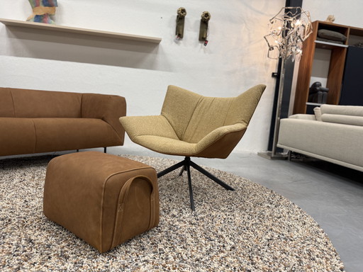 Label van den Berg Gustav Swivel Armchair with Gin Ottoman