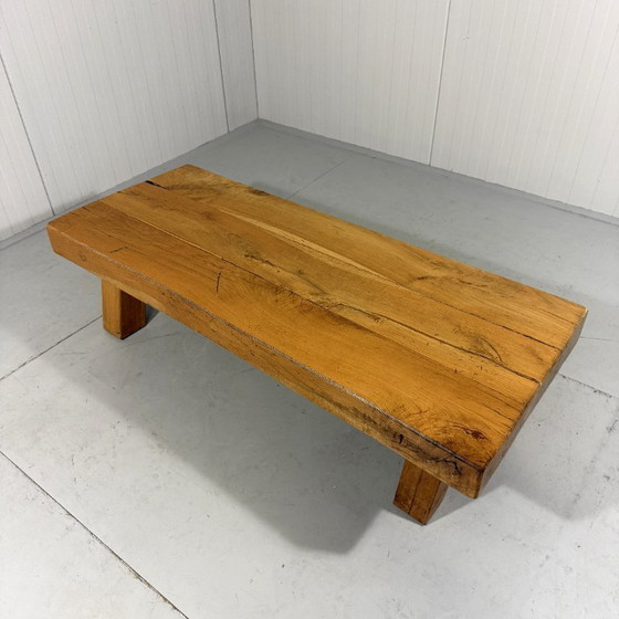 Image 1 of Brutalist robust hardwood coffee table 1960s