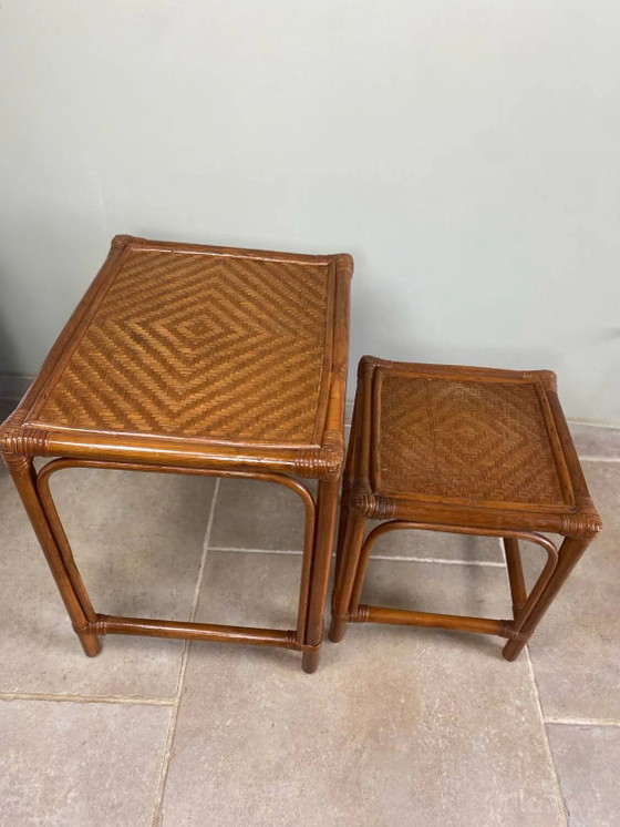 Nest of tables in rattan – Side tables, Wicker, Vintage (photo 7 of 19)