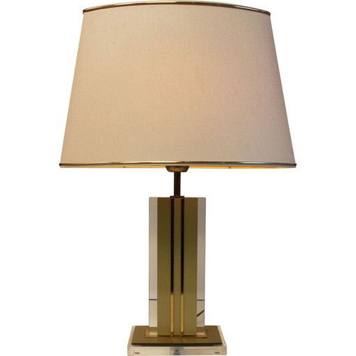 Vintage lamp in lucite and brass by Belgochrom, 1970s