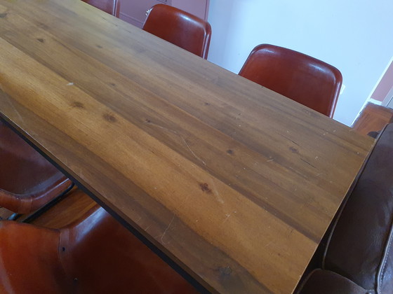 Image 1 of Industriële eettafel en stoelen / bartafel en barkrukken