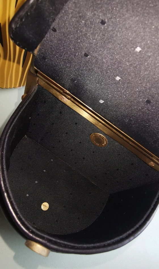 Image 1 of Tu Khan Firenze - 1980s Sculptural Brass Handle Box Bag RARE