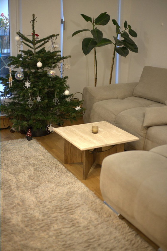 Image 1 of Couchtisch quadrata Travertin aus Naturstein und Massivholz Eiche