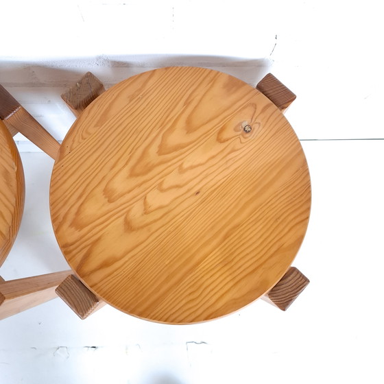 Image 1 of 6x vintage kruk grenenhout jaren 70 mid century modern