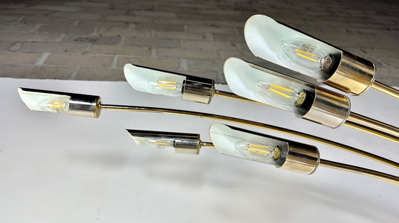 Image 1 of Lampadaire Arc italien 6 lumières en laiton doré 1970'S
