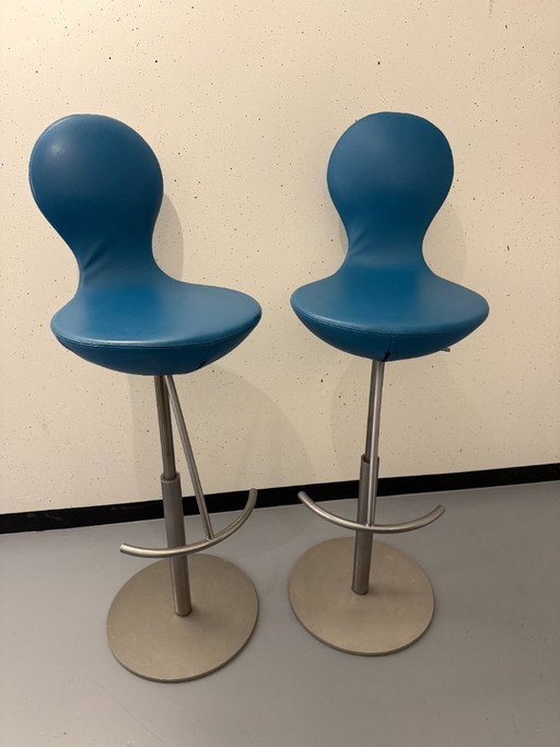 2x Varier Eight (Stokke) Bar Krukken – barkrukken, Leather, Metal