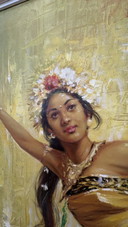 Original vintage hand painted painting Bali dancer