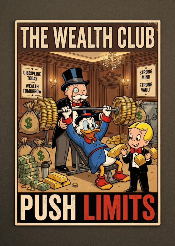 The Wealth Club Cartoon Art Print, Paper, Multi Color, Modern (photo 4 of 5)