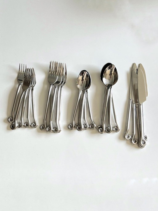 Set of 25 Swirling Spiral Design Vintage Flatware - 18/10 Stainless Steel