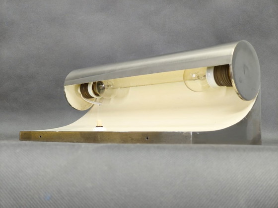 Image 1 of Seltene Bauhaus-Wandleuchten aus Nickel, Tschechoslowakei, 1930er Jahre