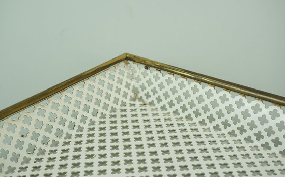 Image 1 of mid century modern TRAY, perforated metal and brass, attr. to mathieu mategot 1950s