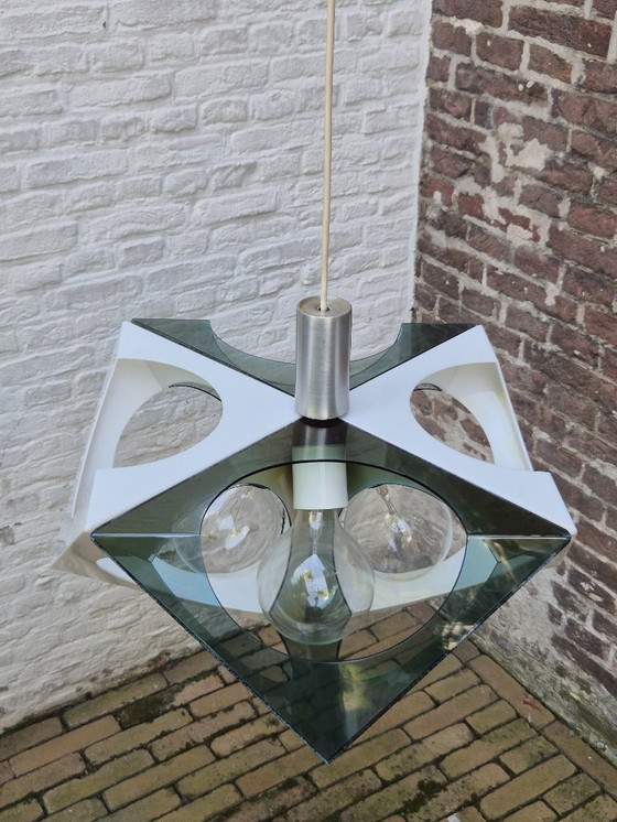 Image 1 of Vintage XL space age plastic geometric pendant lamp