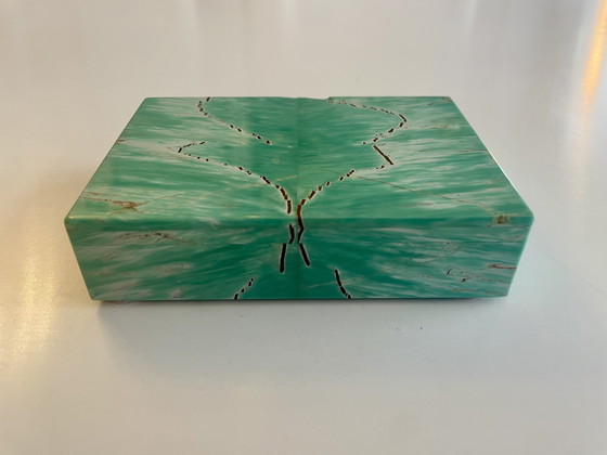 Image 1 of Box aus Amazonite mit Scharnier aus Echtsilber Juweliersarbeit