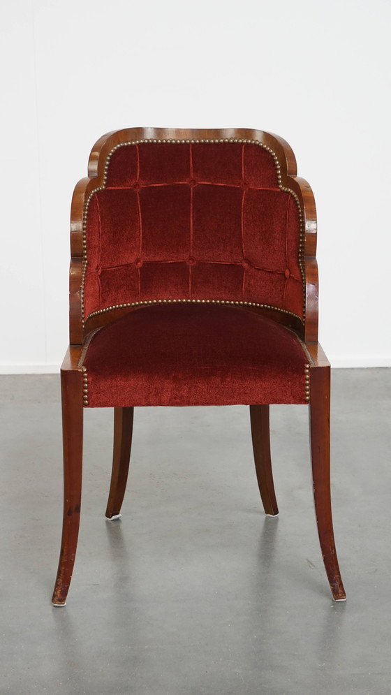 Image 1 of Art Deco Dining/Side Chair mit roter Polsterung