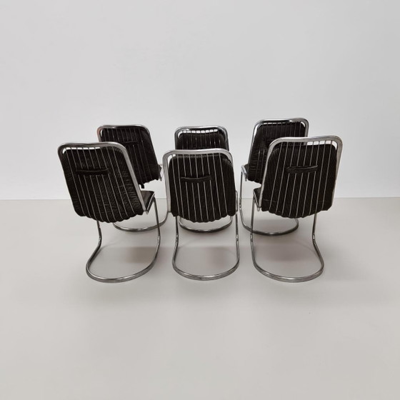 Set of 6 Mid Century Space Age Chrome Dining chairs Gastone Rinaldi Flynn (photo 3 of 12)