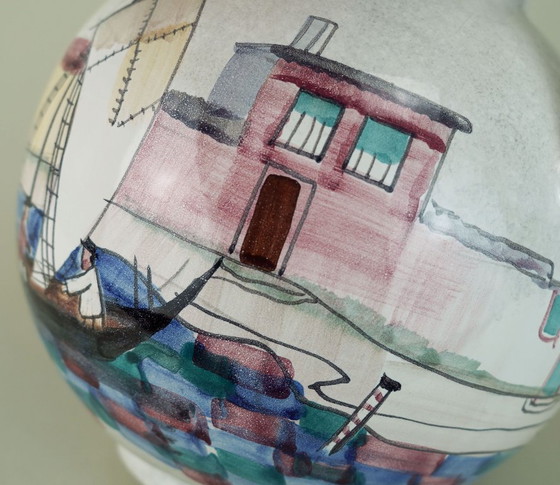 Image 1 of Precioso jarrón de mediados de siglo de Jawe, decorado con pintura a mano "Capri", de la década de 1950.