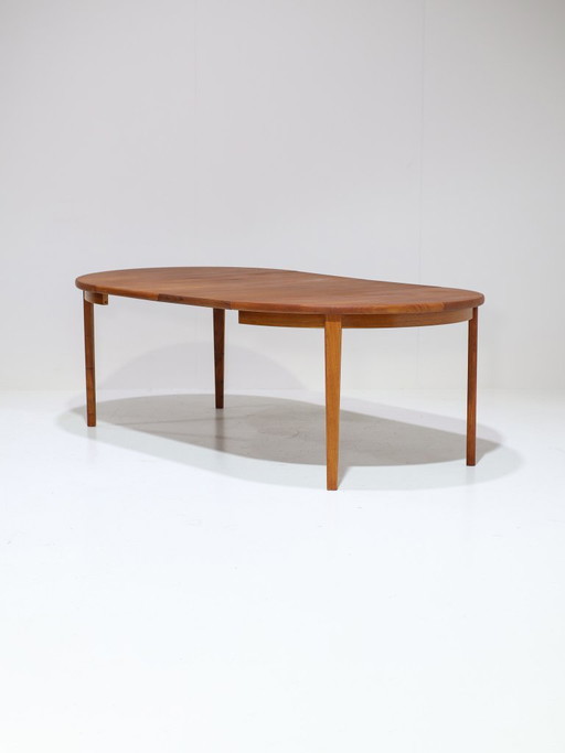 Uitschuifbare ronde eettafel Skovby Møbelfabrik teak Deens vintage