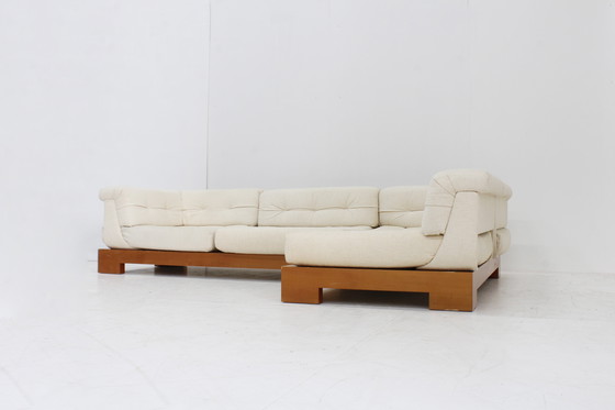 Image 1 of Vintage Roche Bobois Mah Jong sofa beige linen Hans Hopfer