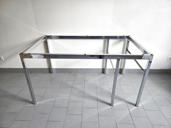 Image 1 of Scrivania vintage anni '70 in acciaio cromato e vetro fumé, Saint-Gobain, anni '70